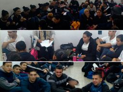 aspirantes de la policia local de quilmes estudian hacinados y en el piso aspirantes de la policia local de quilmes estudian hacinados y en el piso