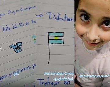 Una nena dibujó la camiseta de Messi como símbolo patrio y estallaron las redes