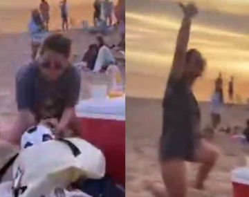 VIDEO: Se cansó del picadito en la playa