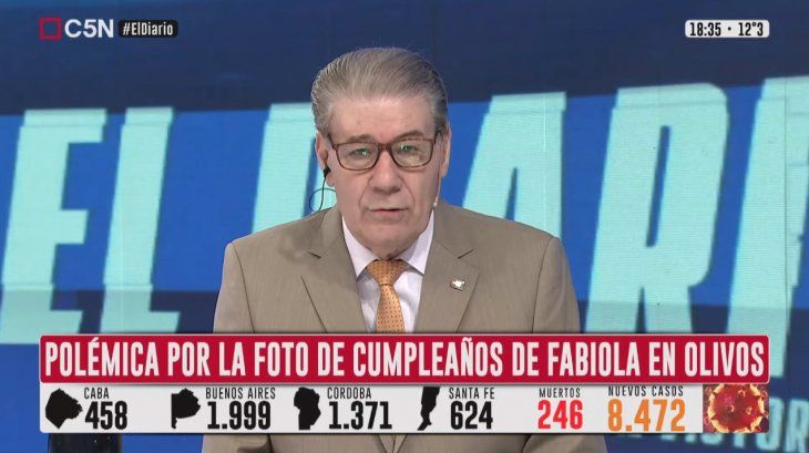Editorial de Víctor Hugo en C5N por la foto del cumpleaños de Fabiola Yáñez en Olivos