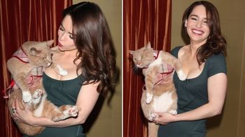Emilia Clarke y su amigo el gatito Emilia Clarke y su amigo el gatito