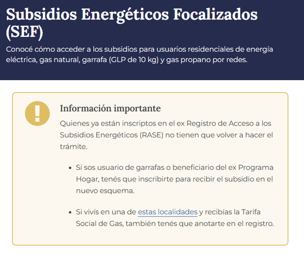 Subsidios Energéticos Focalizados (SEF) Subsidios Energéticos Focalizados (SEF)