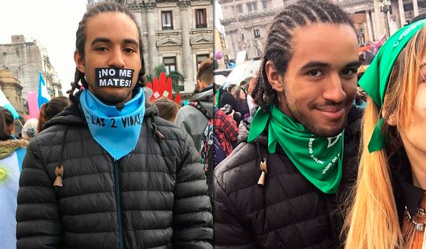 ¿De qué lado estás? El misterioso personaje que estuvo en las dos marchas por el aborto