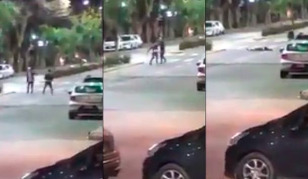 Brutal pelea en La Plata: le partió una baldosa en la cabeza y quedó grabado por las cámaras