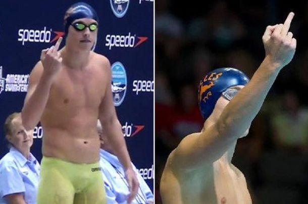 Un nadador canadiense le hace Fuck you a su padre cada vez que compite
