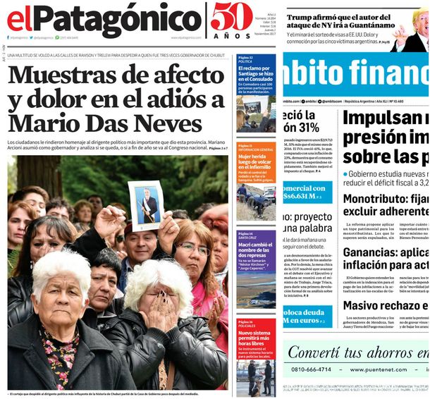 Tapas de diarios del jueves 2 de noviembre de 2017