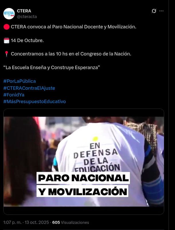 Paro docente a nivel nacional para pedir por una nueva ley de Financiamiento Educativo: cuándo es