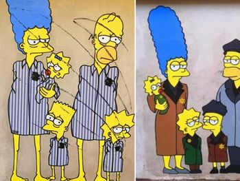 Atacaron un mural de Los Simpson sobre el Holocausto en Italia