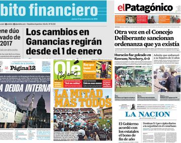 Tapas de diarios del 17 de noviembre de 2016