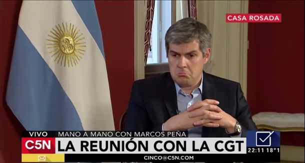 El jefe de Gabinete Marcos Peña en C5N