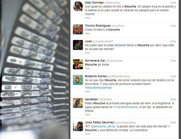 Las polémicas palabras de Mouche explotaron en Twitter