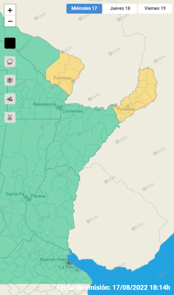 El Servicio Meteorológico Nacional lanzó alertas por tormentas, granizo y vientos.