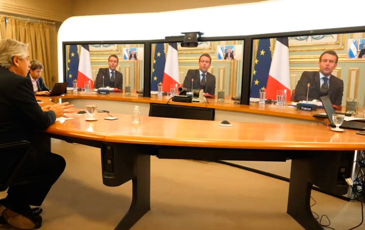 Alberto Fernández mantuvo una videoconferencia con Macron durante más de una hora