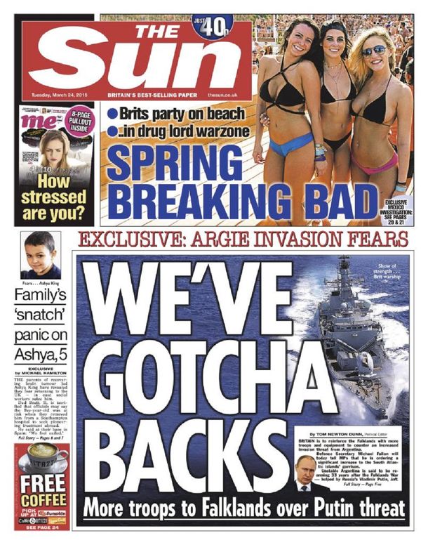 Según The Sun, Londres teme una invasión argentina en Malvinas con ayuda rusa