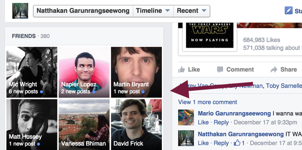 ¿Qué amigos hicieron nuevas publicaciones en Facebook?