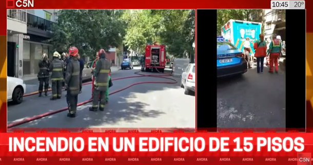 Se incendió un edificio de quince pisos en Palermo