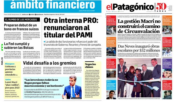 Tapas de diarios del jueves 16 de marzo de 2017