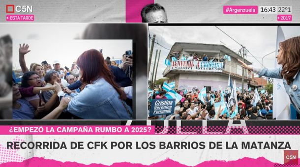 Cristina Kirchner en La Matanza en 2024 y en La Matanza en 2017. Cristina Kirchner en La Matanza en 2024 y en La Matanza en 2017.