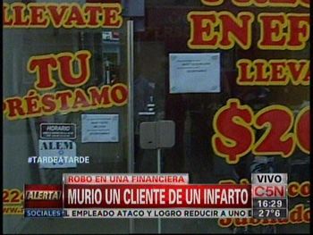 Un cliente murió de un infarto durante el asalto a una financiera en Quilmes