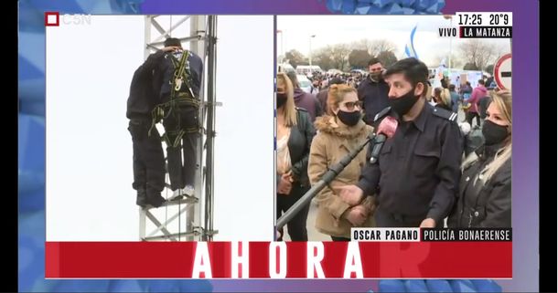 Habló el policía que se trepó a una torre: Fue espontáneo, íbamos para la negociación y me subí