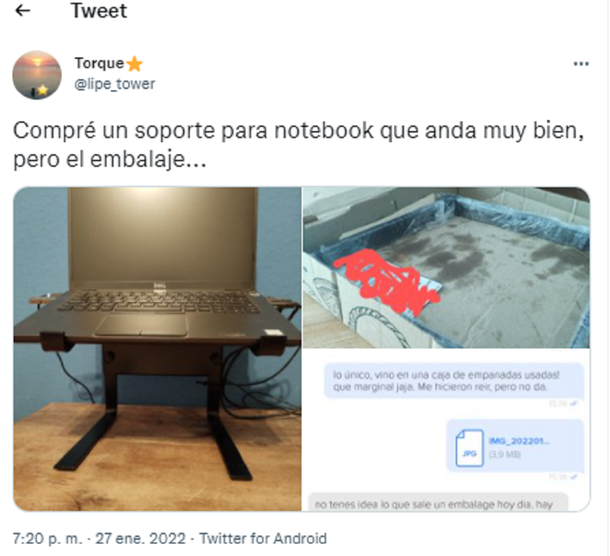 Compró un soporte para su notebook y le vino en un embalaje muy especial que se volvió viral: la insólita respuesta del vendedor