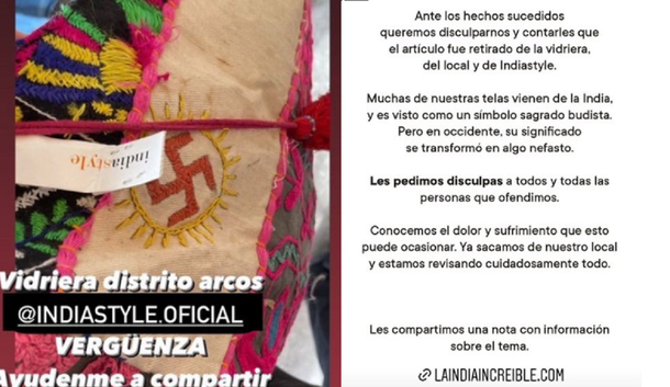 Un artículo indio con una esvástica budista causó polémica en las redes