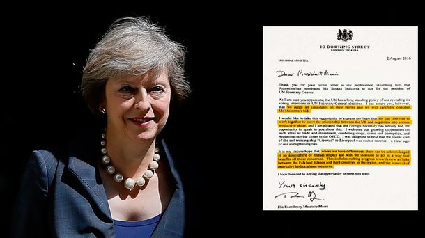 La carta de la primera ministra británica a Macri por las Islas Malvinas