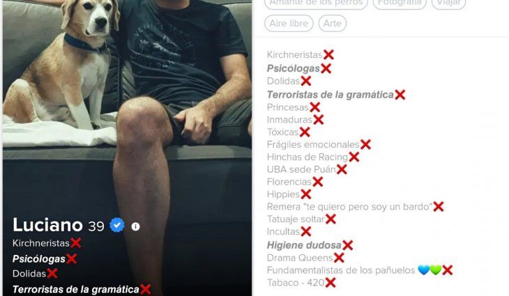 Los misóginos requisitos de un perfil en Tinder