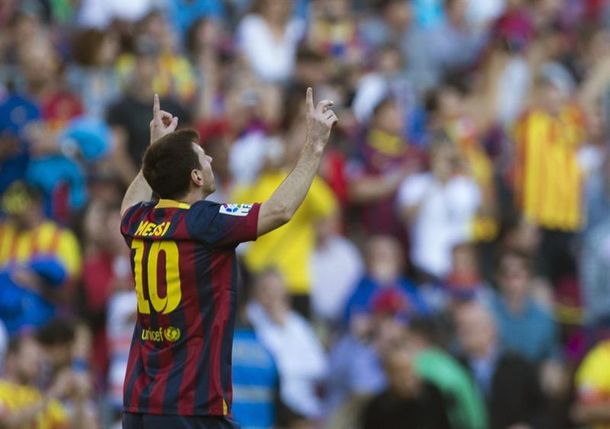 Messi marcó tres goles y alcanzó un nuevo récord en su carrera