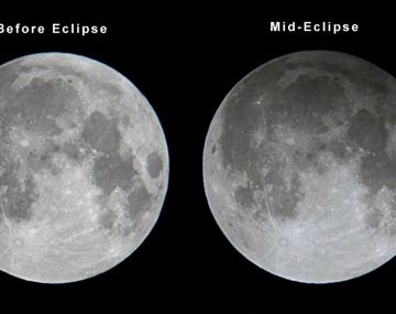 La luna antes y durante el eclipse penumbral