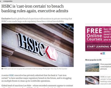 Ejecutivo del HSBC admitió que es habitual que el banco viole las normas
