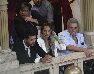 Marcelo Tinelli junto a Malena Galmarini y Rodolfo Daer