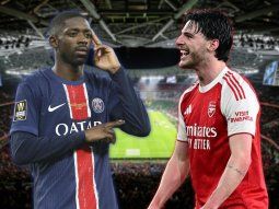 Ousmane Dembelé y Declan Rice Ousmane Dembelé y Declan Rice