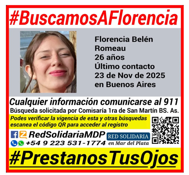 Desesperada búsqueda de una joven de 26 años en San Martín