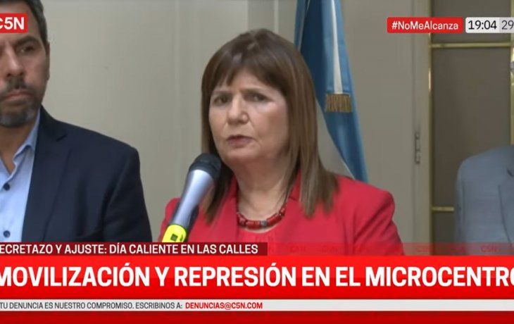 Bullrich culpó a los manifestantes por el policía atropellado: Es la única víctima