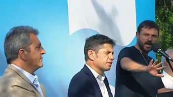 Sergio Massa, Axel Kicillof y Juan Grabois en San Martín. Sergio Massa, Axel Kicillof y Juan Grabois en San Martín.