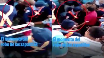 El momento en que le roban las zapatillas a Emanuel Balbo El momento en que le roban las zapatillas a Emanuel Balbo