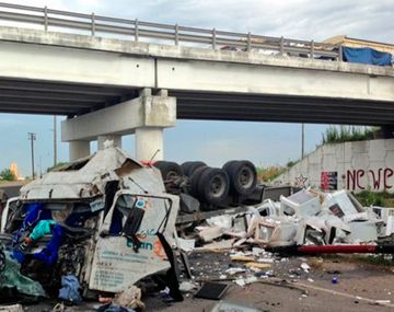 Un camión cayó de un puente y el conductor se salvó de milagro