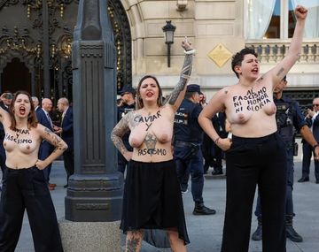 Feministas españolas rechazaron la visita de Milei.