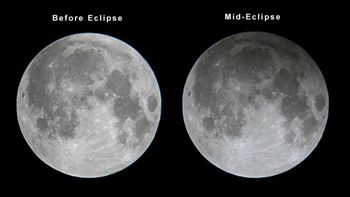 La luna antes y durante el eclipse penumbral