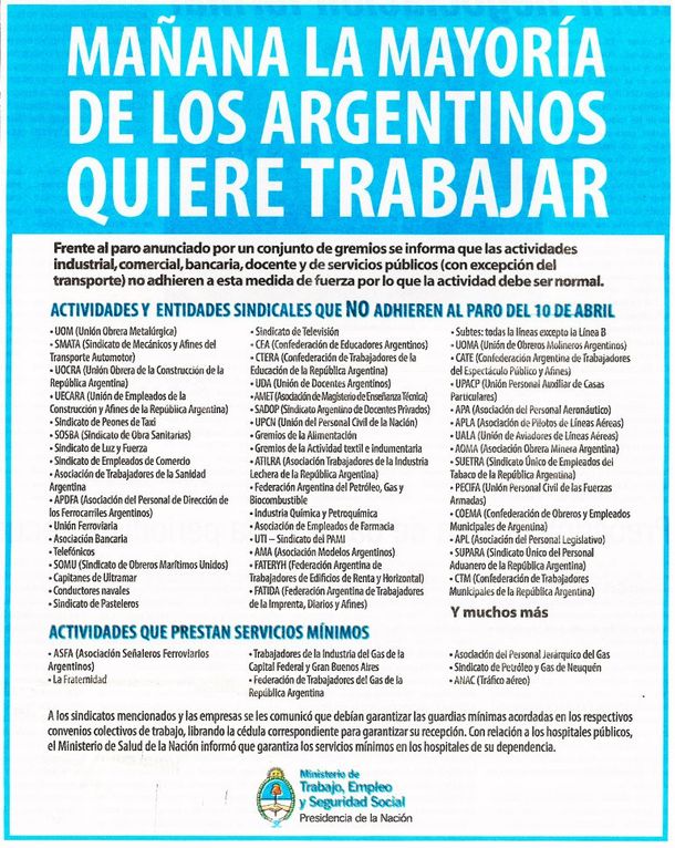 ¿Cuáles son los sindicatos que no adhieren al paro nacional?