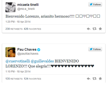 Familiares y amigos saludaron a Tinelli por la llegada al mundo de Lorenzo 