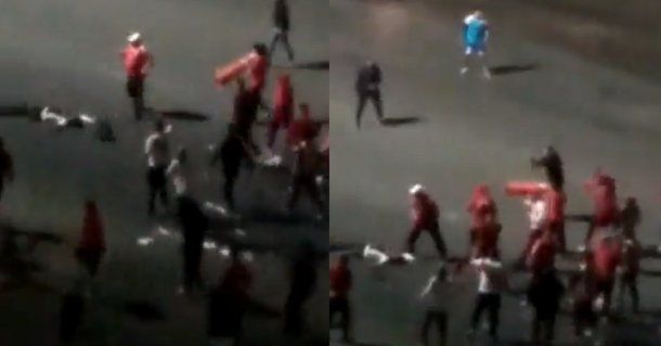 Feroz pelea entre hinchas de River y Racing en el Peaje de Dock Sud