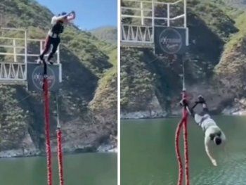 Se le soltó la soga del bungee jumping: final inesperado