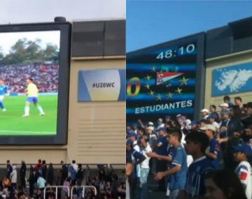 Taparon un cartel de las Islas Malvinas en el estadio de Mendoza