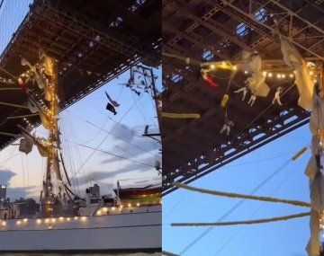 Un buque de la Marina mexicana chocó contra el puente de Brooklyn: hay 2 muertos y 22 heridos