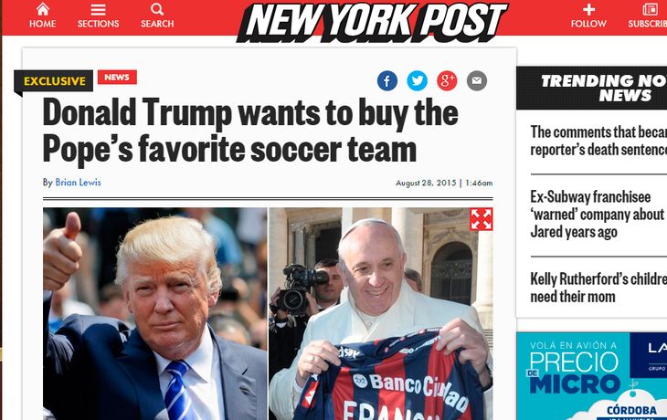 ¿Donald Trump quiere comprar San Lorenzo?