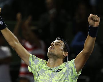 Guido Pella tras el triunfo ante el búlgado Dimitrov