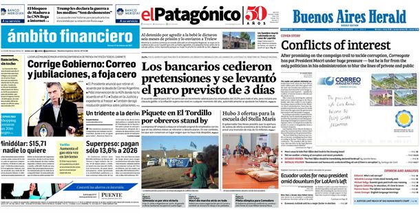 Tapas de diarios del 17 de febrero de 2017