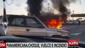 video espectacular choque, vuelco e incendio en panamericana: un herido grave video espectacular choque, vuelco e incendio en panamericana: un herido grave